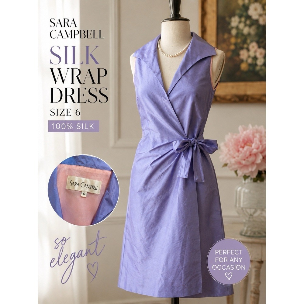 Sara Campbell Silk‎ Wrap Dress Lavender Purple Sleeveless Cocktail Size 6